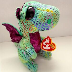 Ty Green and Purple Stuffed Dragon Plush